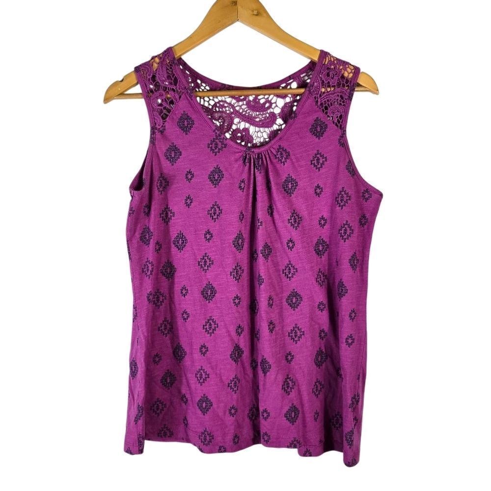 Northcrest Purple Patterned Tank Top